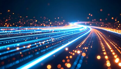 Abstract digital illustration of data streams and information flow, representing technology and networks.