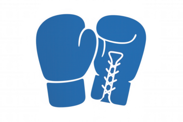 Blue boxing gloves representing fight, sport, competition, challenge, and power on a transparent background