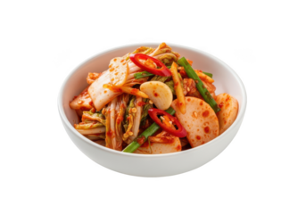 Bowl of korean kimchi isolated on transparent background