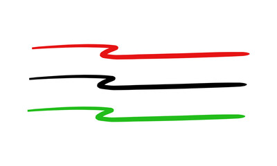 Two abstract wavy lines in red and green isolated on transparent background