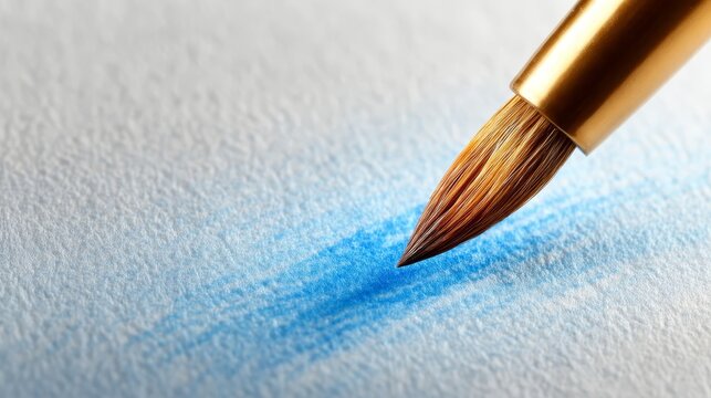 Hand drawn pencil outline enhances blue watercolor artistic fusion of intricate pencil lines with vibrant blue paint