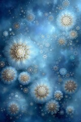 Obraz premium A blue and gold snowflake pattern on a blue background