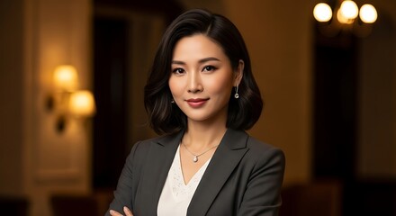 Confident Asian Businesswoman Portrait  Corporate Professional with Elegant Style.