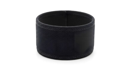 Black neoprene cylindrical sleeve accessory isolated on white background, ideal for insulation or protection