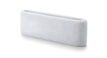 Single White Terry Cloth Wristband for Sports and Fitness Activities, Sweat Absorbing Athletic Accessory on Clean White Background, Studio Shot