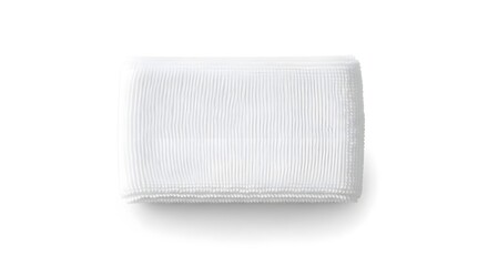 Fototapeta premium Clean, neatly folded white textile isolated on white, showcasing pristine fabric texture and minimalist design