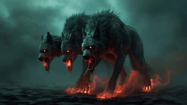 A terrible monster in the fog bares its fangs. A creepy video for Halloween.