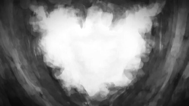 Creepy smiling demon of the night spreads his wings and steals the sun. Scary grunge animation on black and white background. 4K animated video clip with brush strokes. Frightening moving pictures.