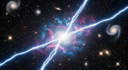 Cosmic Energy Powerful Light and Energy Lightning Bursting Through Space with Universe.