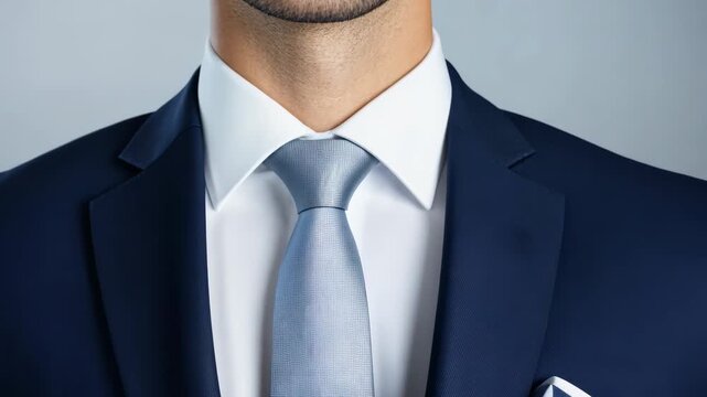 Confident businessman adjusts suit jacket with precision in professional setting