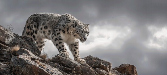 Obraz premium Snow Leopard on High Ridge