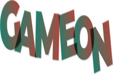 Game On Bold Typography Illustration with Teal and Red Shadowing Effect