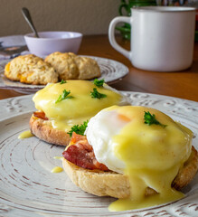 Easter Brunch of Eggs Benedict & Scones