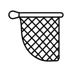 Vector art of fishing net, a simple outline icon for catching fish and other aquatic creatures in rivers and lakes with ease