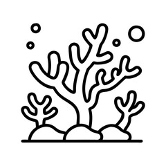 Vector art of coral reef with bubbles a captivating line art illustration of a vibrant underwater ecosystem, showcasing the beauty of marine life