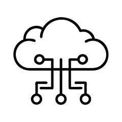 Vector art of cloud computing technology with circuit data storage and processing in the cloud modern digital transformation