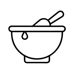 Vector art of line art illustration of a bowl with a spoon and a drop, perfect for culinary, foodrelated, or design projects