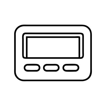 Vector art of pager line icon beep symbol old communication device outline vector sign vintage gadget illustration