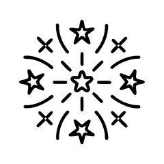 Vector art of festive fireworks with stars, a burst of celebration and joy, perfect for adding a touch of sparkle to any design
