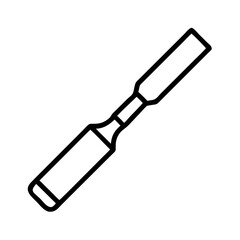 Vector art of chisel icon representing carpentry, woodworking, and hand tools in a minimalist line art style design for construction