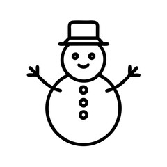Illustration of a happy snowman wearing a hat perfect for winter, christmas, and holidaythemed designs