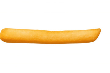 Single french fry golden and fried, isolated junk food snack, crisp potato chip on transparent background