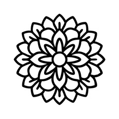 Vector art of detailed floral mandala, featuring a complex arrangement of petals and geometric shapes, creating a harmonious and intricate design