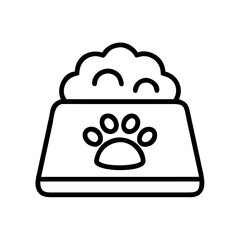 Vector art of pet food bowl icon symbol of nutrition, care, and feeding for dogs, cats, and other domestic animals