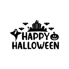 Happy Halloween typography clip art design on plain white transparent isolated background for card, shirt, hoodie, sweatshirt, apparel, card, tag, mug, icon, poster or badge
