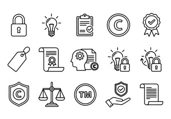 Copyright and intellectual property icons set for business and legal use -  icon vector illustration - Logo vector icon symbol stock illustration