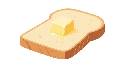 Toast with butter, a slice of bread with a melting butter cube on top.