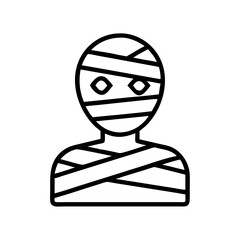 Vector art of simple mummy icon, perfect for halloween designs, featuring a bandaged face and body, a classic spooky symbol