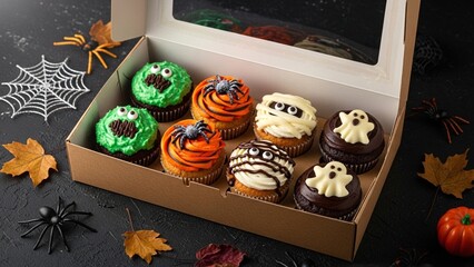 Halloween Cupcake Assortment with Mummy and Ghost Designs