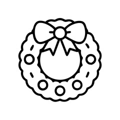 Vector art of christmas wreath icon festive decoration with bow and berries holiday symbol for winter celebration and new year © PURE VECTOR WORK