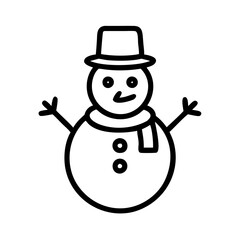 Illustration of a cheerful snowman with a hat and scarf, a delightful symbol of winter and holiday joy