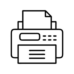 Vector art of printer icon a simple line drawing of a printer with a paper sticking out vector illustration of office equipment
