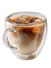 Refreshing Iced Coffee with Milk and Ice Cubes