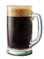 A refreshing glass of dark beer with a frothy head, perfect for a relaxing moment.
