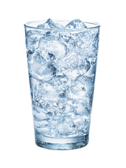 Glass of ice water on a black background