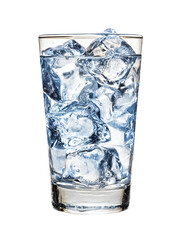 Glass of water filled with ice cubes