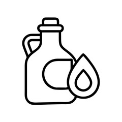 Vector art of bottle of cooking oil with a drop simple outline vector icon for culinary, ingredient, or food preparation concept