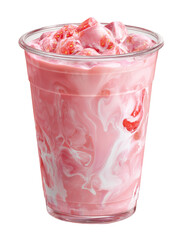 Refreshing strawberry smoothie in a clear plastic cup