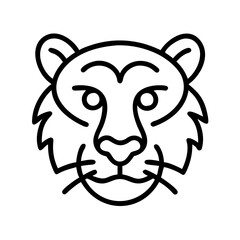 Vector art of a captivating tiger head illustration, showcasing its majestic features with a minimalist and modern design approach
