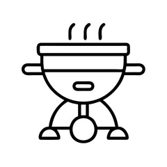 Vector art of a clean line art illustration of a barbecue grill, , suitable for outdoor cooking and summer themes