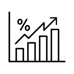Vector art of growth chart icon, a bar graph with an upward trending arrow, representing business growth, progress, and positive trend