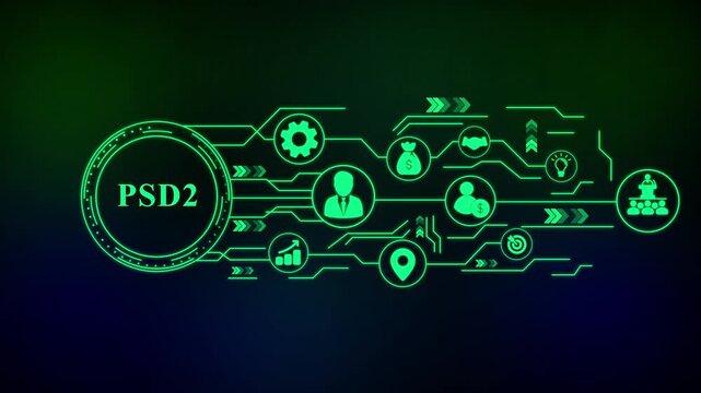 PS D2 Financial Technology Concept with Digital Icons . Business, technology, internet and networking concept.
