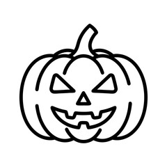 A simple line drawing of a Halloween pumpkin with a carved face, perfect for holiday themes and spooky designs.