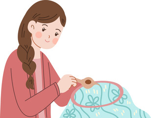 Obraz premium illustration of woman making batik