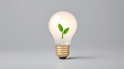 Sustainable Living Light bulb with green leaf design symbolizes eco-friendly energy solutions.