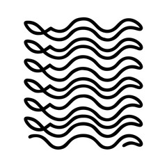 Illustration of many wavy lines, a simple graphic element representing water, movement, or sound, black lines